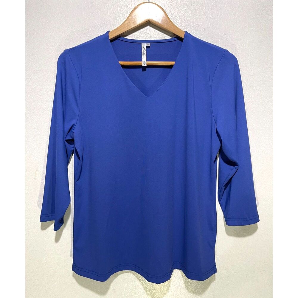 Lulus B V neck shirt casual top soft catalina cloth summer casual blue women M